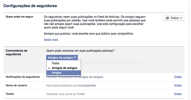 Configurações Facebook Comentários Configurações Facebook Comentários