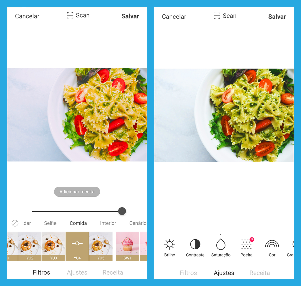 Use filtros adaptados para fotos de comida (Imagem: André Magalhães/Captura de tela)