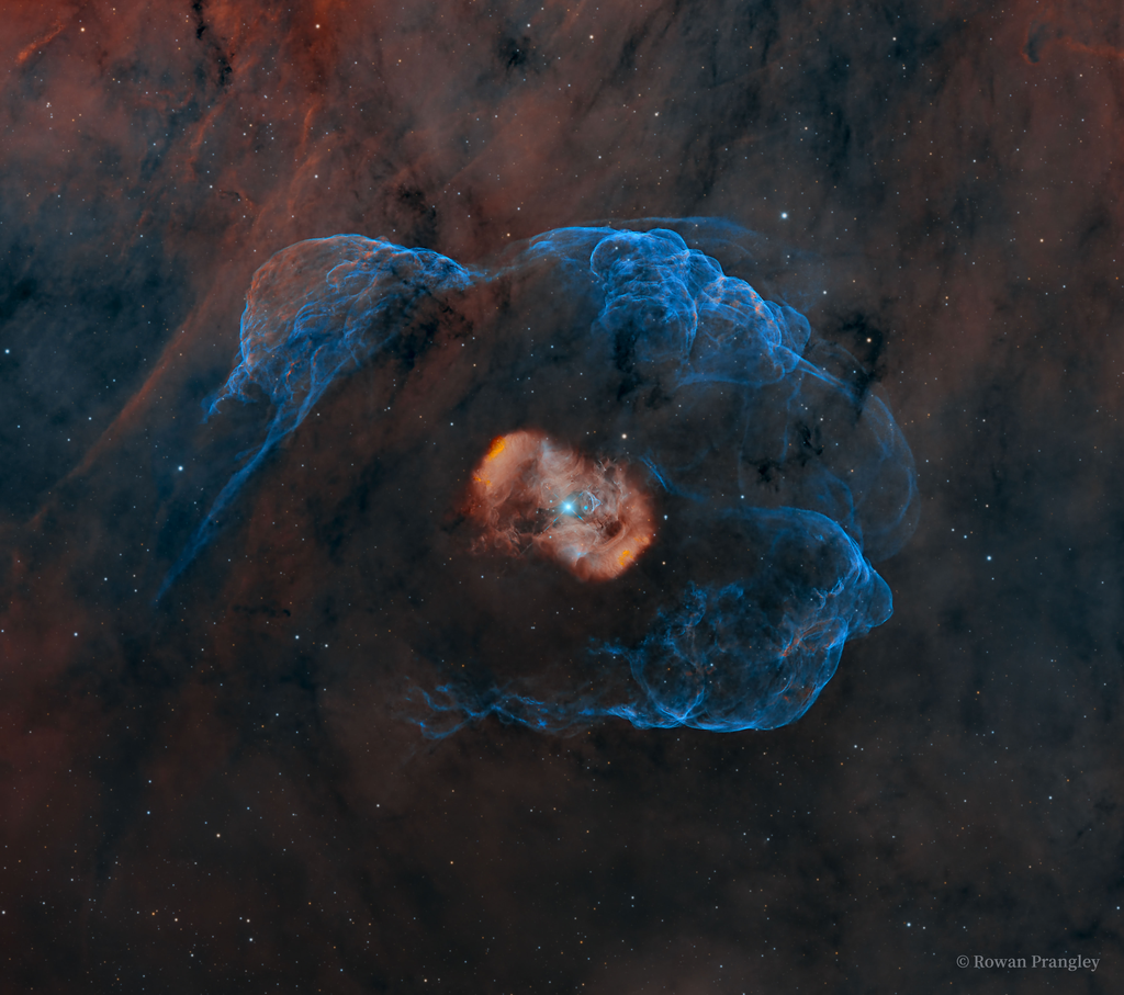 A nebulosa NGC 6164 abriga um sistema estelar em seu interior (Imagem: Reprodução/Rowan Prangley)