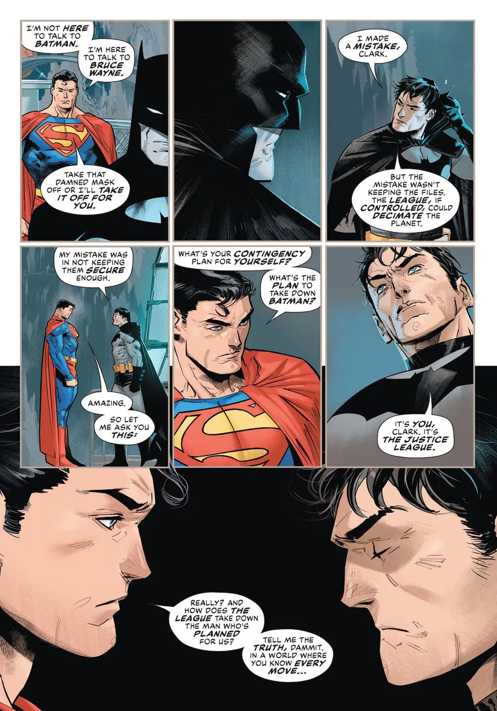 Batman confessa ao Superman que o problema maior for não proteger seus planos de forma eficiente (Imagem: Reprodução/DC Comics)