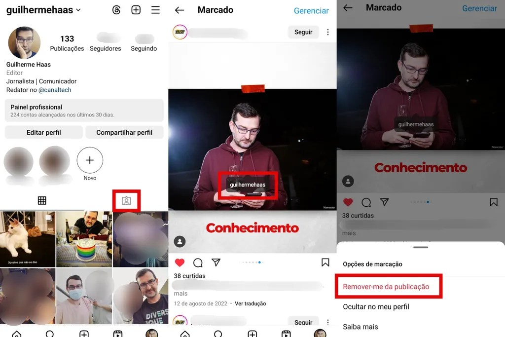 Como remover a marcação em uma publicação no Instagram (Imagem: Captura de tela/Guilherme Haas/Canaltech)