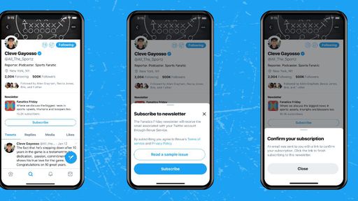 Twitter começa a exibir botões de inscrição em newsletters