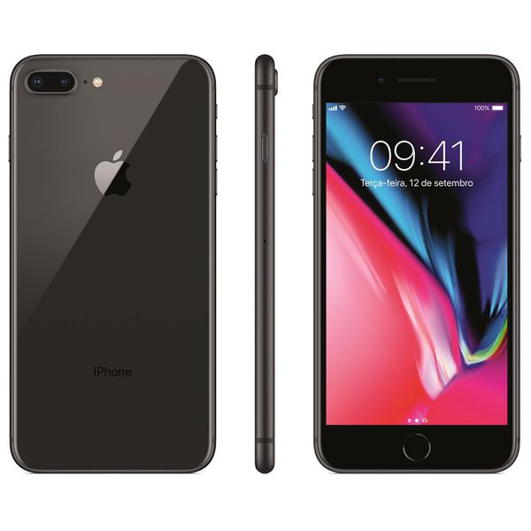 iPhone 8 Apple Plus com 64GB, Tela Retina HD de 5,5” – Cinza-Espacial [NO BOLETO]
