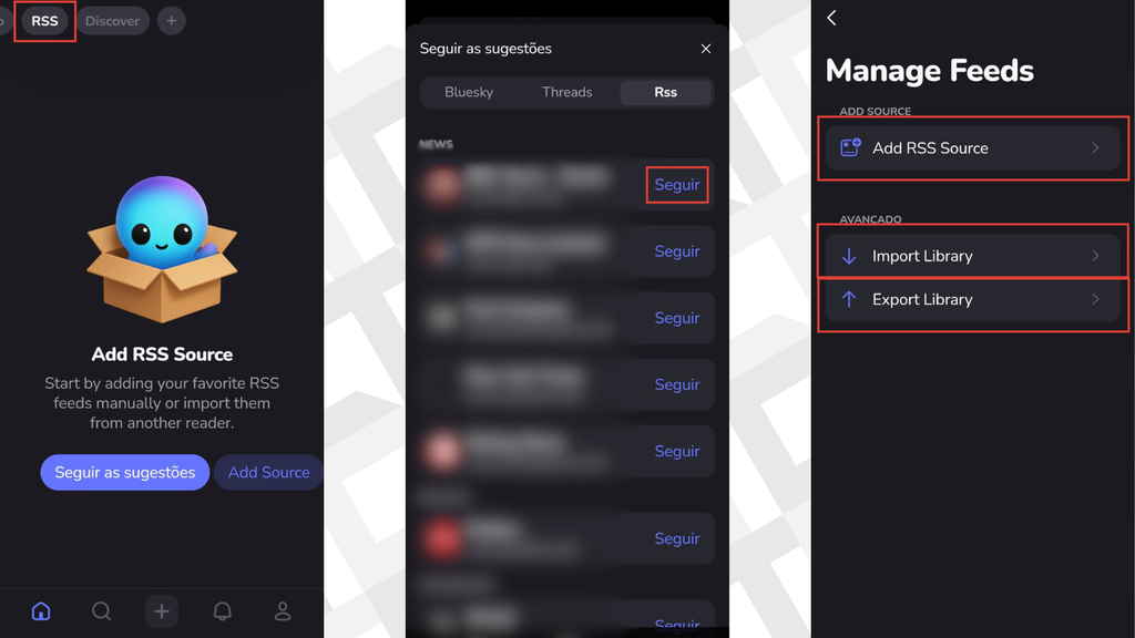 Passos para adicionar feed RSS no Openvibe