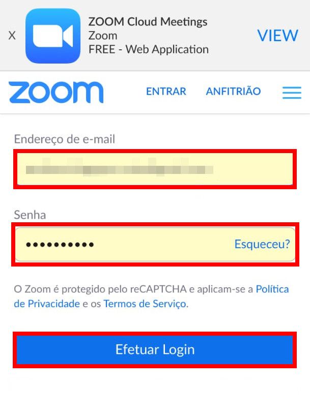 Acesse o link da aba de "Configurações" do Zoom e efetue o login com a sua conta (Captura de tela: Matheus Bigogno)
