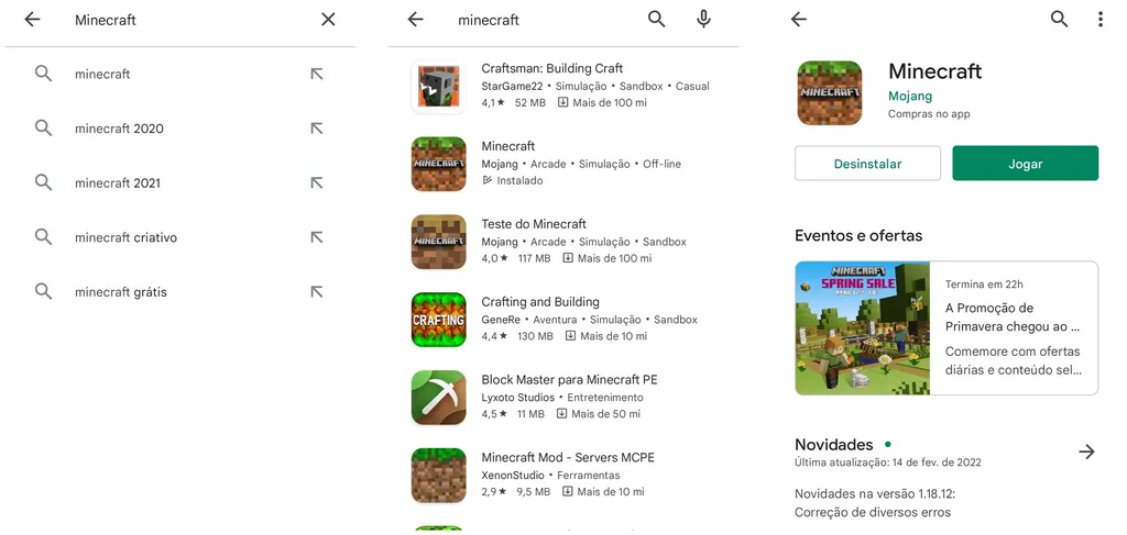 Atualize o Minecraft pela loja virtual do iPhone e Android (Imagem: Rodrigo Folter)