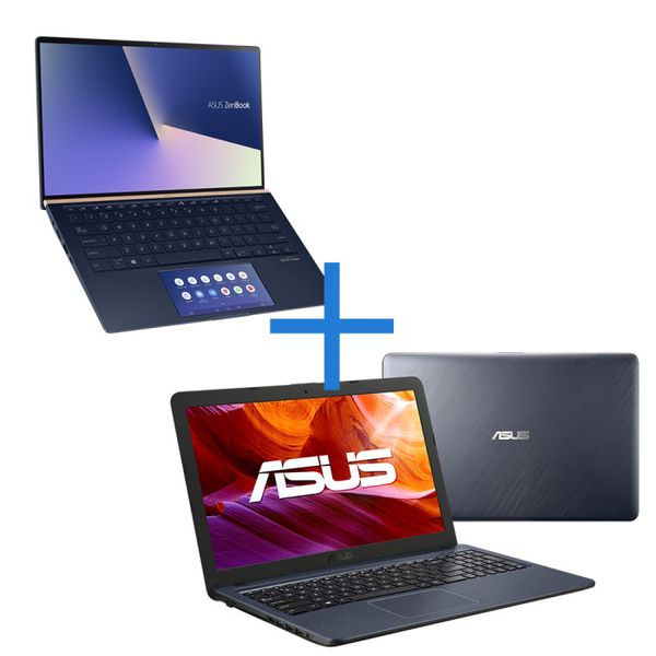 Notebook ASUS Zenbook UX434FAC-A6340T Azul Escuro + Notebook ASUS VivoBook X543UA-GQ3430T Cinza Escuro