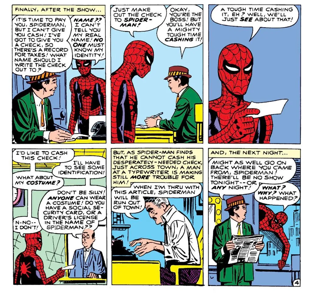 Homem-Aranha não teve sequer a mínima chance de ter uma graninha, desde o dia um de sua primeira revista solo (Imagem: Reprodução/Marvel Comics)
