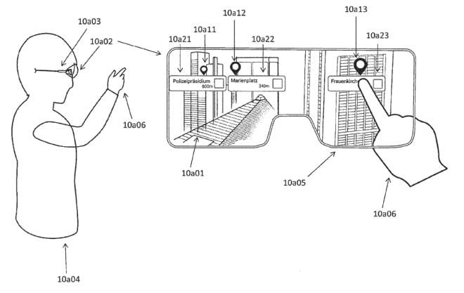 Desenho da patente que explica o funcionamento dos óculos (Imagem: Apple)