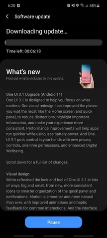 Atualização Galaxy A71 One UI 3.1