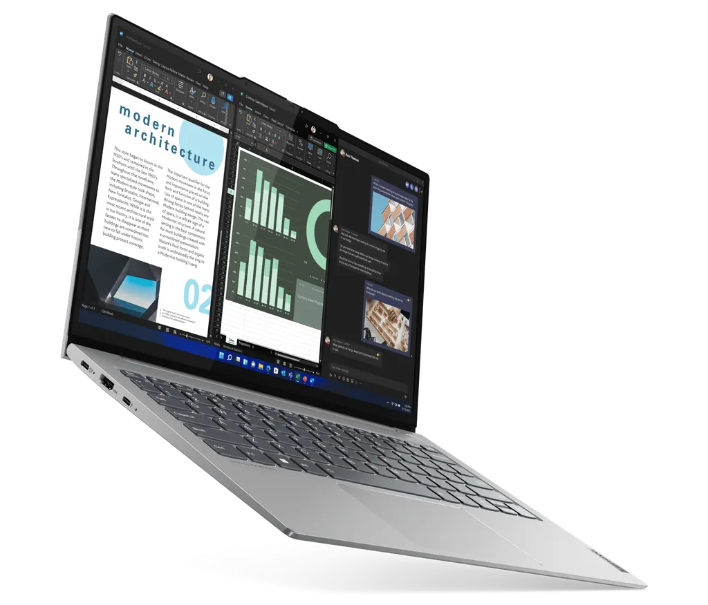 Em formato tradicional, o Lenovo ThinkBook 13s Gen 4 i é o modelo mais fino já lançado na linha, com apenas 14,9 mm de espessura (Imagem: Lenovo)