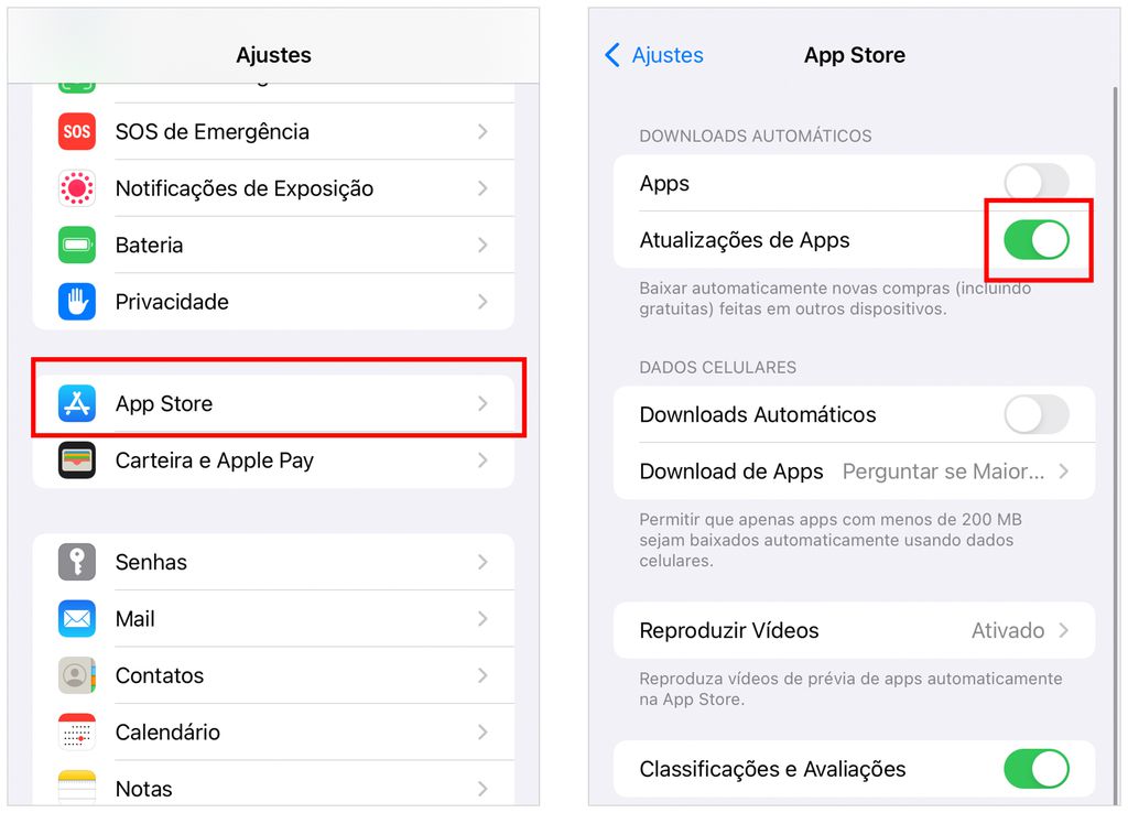 Aprenda a ativar as atualizações automáticas no iOS (Captura de tela: André Magalhães)