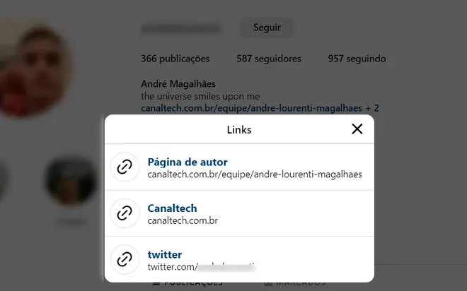 Exempo do resultado no Instagram (Imagem: Captura de tela/André Magalhães/Canaltech)