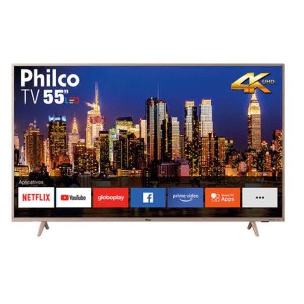 Smart TV LED 55 Pol. Philco PTV55F62SNC Ultra HD/4k Wi-fi Champanhe Conversor Digital Integrado