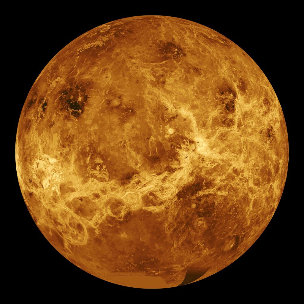 Imagem de Vênus construída com dados da Magellan (Imagem: NASA/JPL)