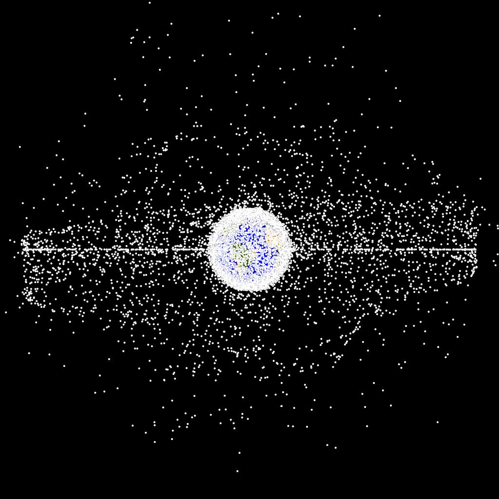 A Agência Espacial Europeia estima que, hoje, haja mais de 9.600 toneladas de objetos na órbita terrestre (Imagem: Reprodução/NASA ODPO)