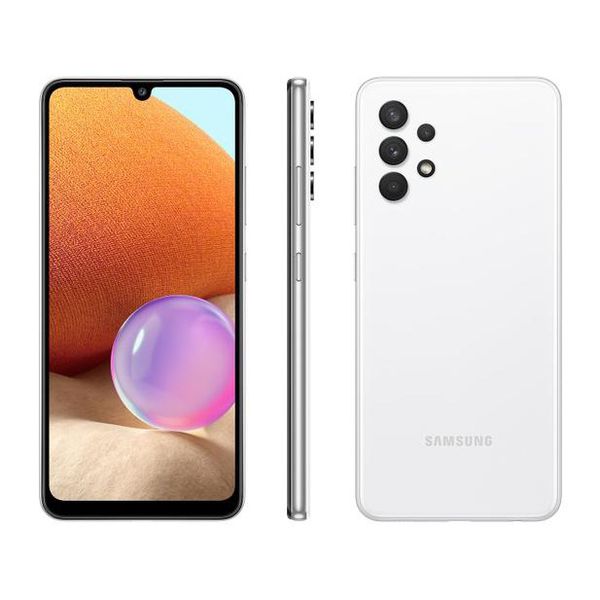 Smartphone Samsung Galaxy A32 128GB Branco 4G - 4GB RAM Tela 6,4” Câm. Quádrupla + Selfie 20MP [CUPOM]