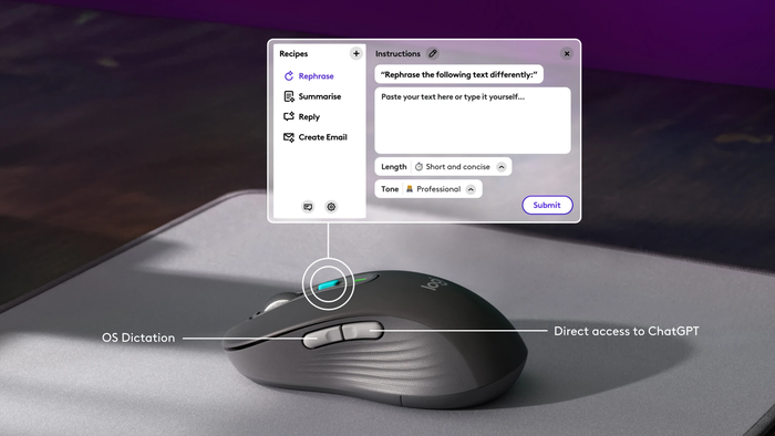 Logitech anuncia mouse com botão de IA e programa integrado ao ChatGPT