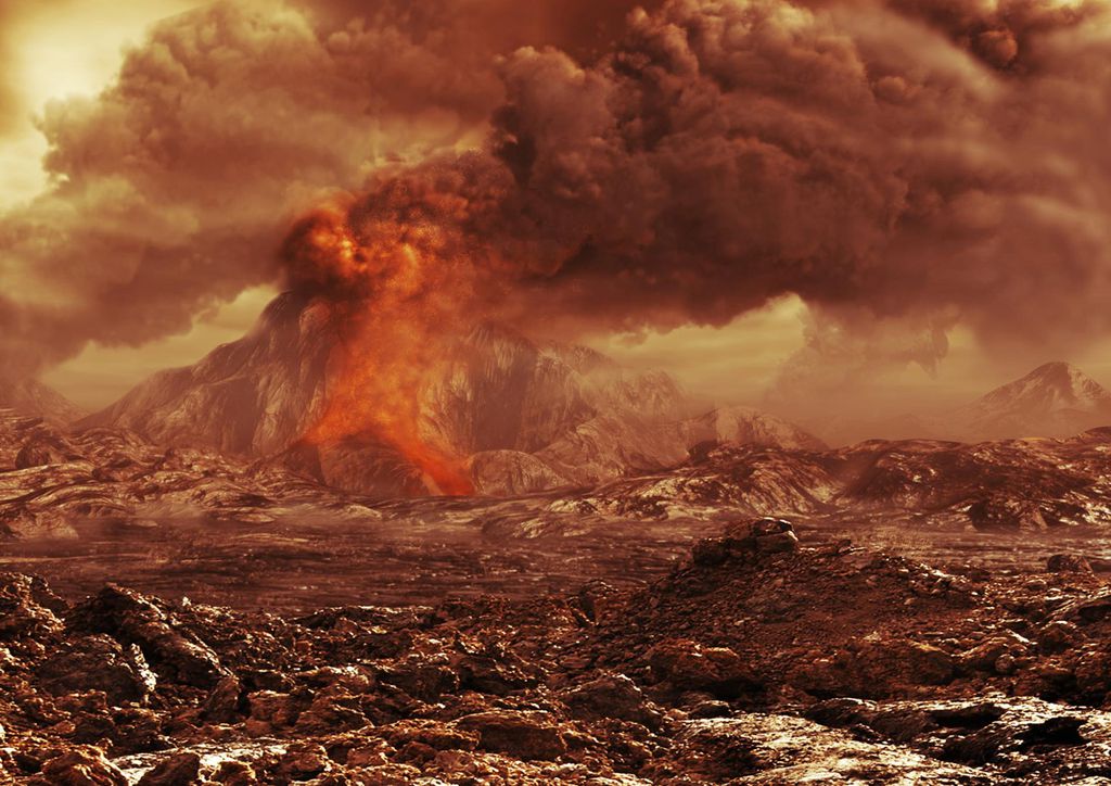 Ilustração de vulcão venusiano (Imagem: ESA/AOES)