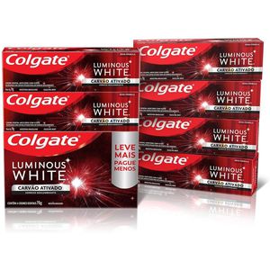 Creme Dental Clareador Colgate Luminous White Carvão Ativado 70g 4 unidades