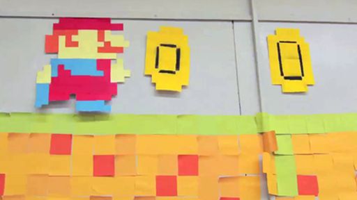 Animação em stop motion do Mario feita com post-its