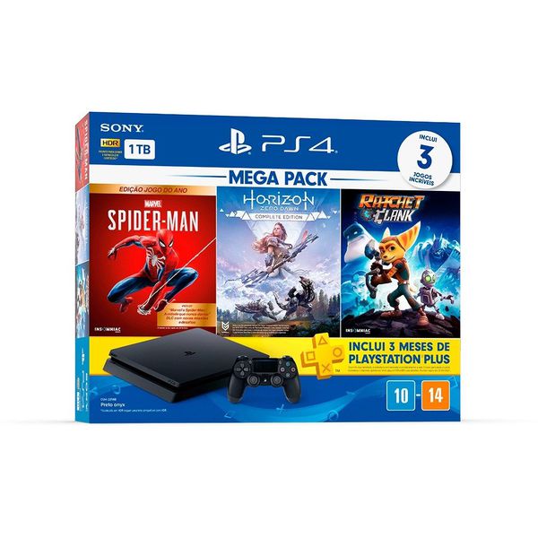 [APP + CUPOM] Console Playstation 4 Hits 1TB Bundle 15 - Games Spider-Man: Goty + Horizon Zero Dawn: Complete Edition + Ratchet&Clank
