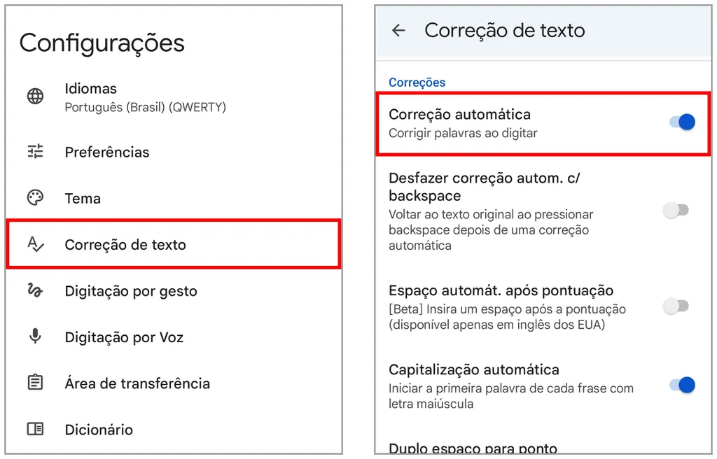 Como usar o corretor no WhatsApp: ative as configurações do teclado Gboard (Captura de tela: Caio Carvalho)