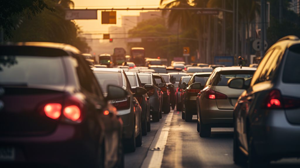 Carros parados no semáforo