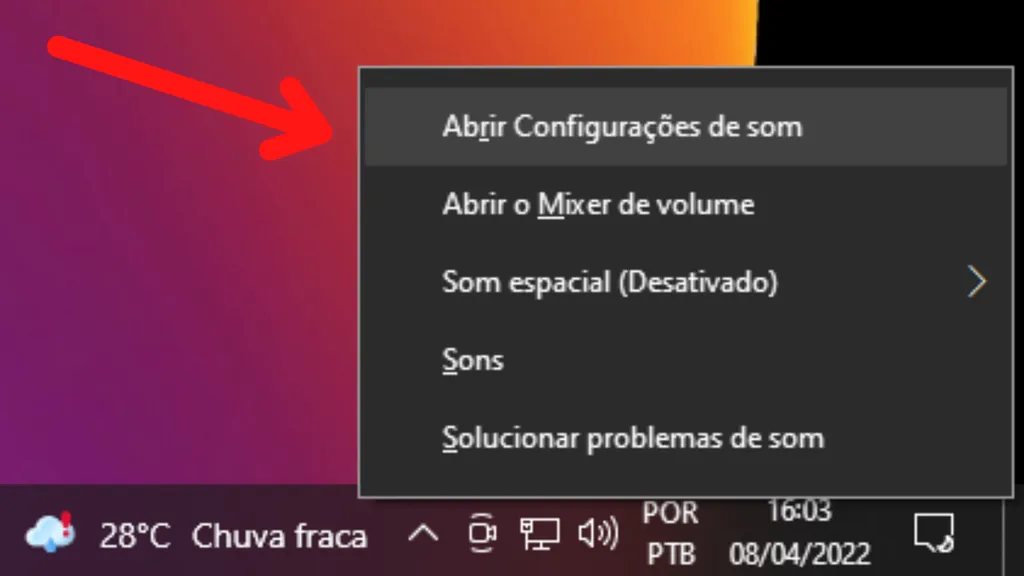Como abrir as configurações de som do Windows 10 (Captura de tela: Felipe Goldenboy/Canaltech)