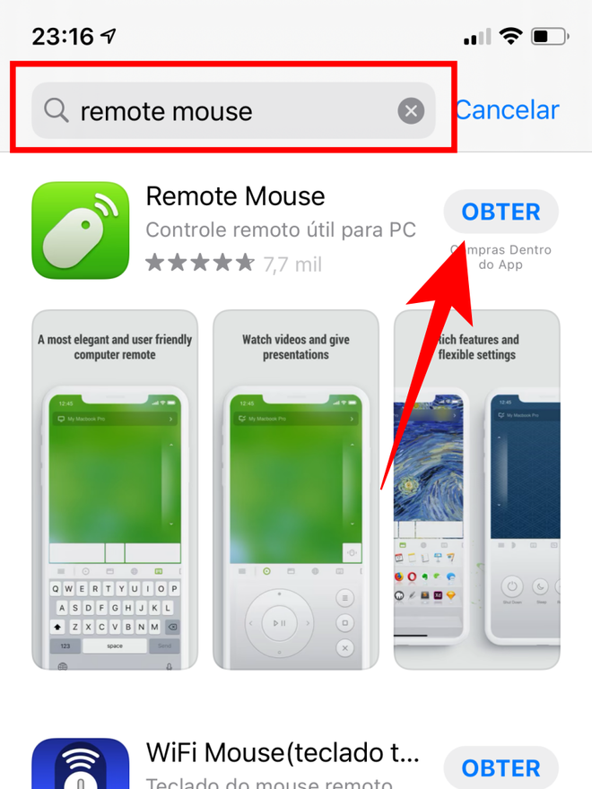 Baixe o app Remote Mouse em seu iPhone. Captura de tela: Lucas Wetten (Canaltech)