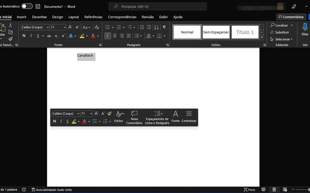 Recursos escondidos do Word: clique duplo permite digitar em qualquer parte do documento (Captura de tela: Matheus Bigogno)