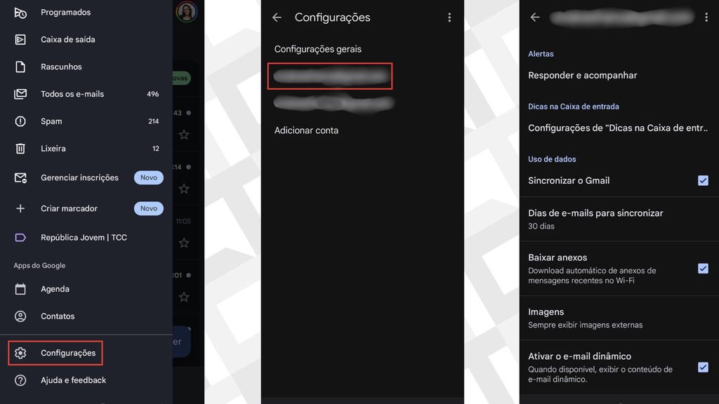 Como verificar a sincronização do Gmail