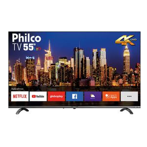 Smart TV LED 55” Philco PTV55Q20SNBL Ultra HD 4k HDR Borda Infinita Com Aplicativos E Audio Dolby [CASHBACK]