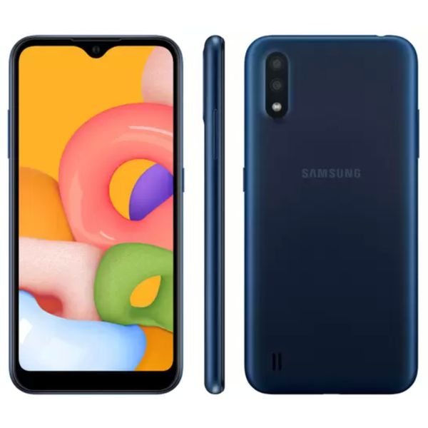 Smartphone Samsung Galaxy A01 32GB Azul Octa-Core - 2GB RAM Tela 5,7” Câm. Dupla + Câm. Selfie 5MP