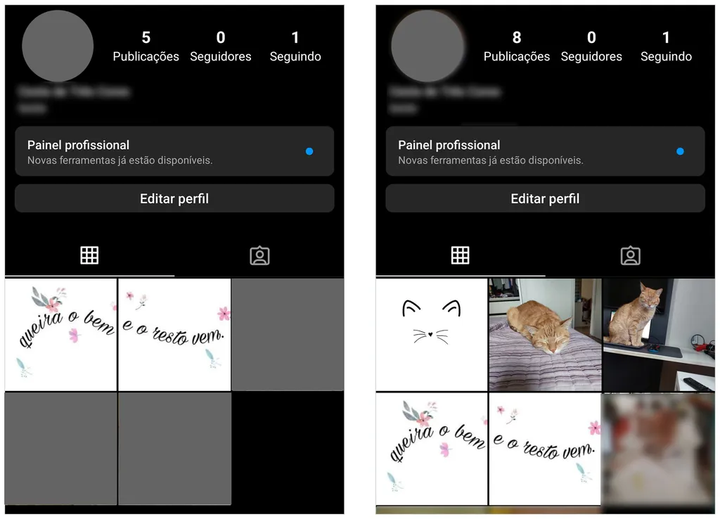Exemplos de uso de separadores no feed do Instagram (Captura de tela: André Magalhães)