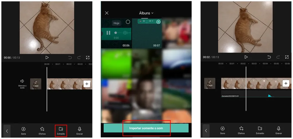 Utilize o áudio do WhatsApp para editar um vídeo pelo CapCut (Captura de tela: André Magalhães)