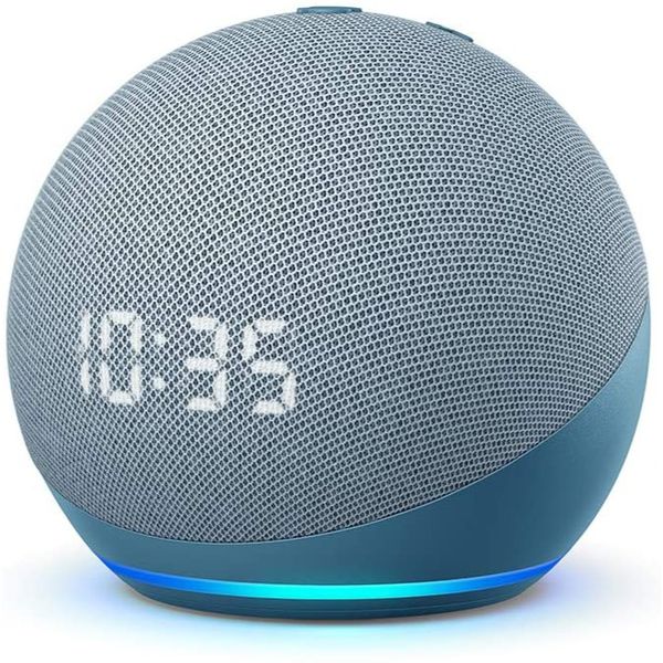 Echo Dot (4ª Geração) com Relógio e Alexa Amazon Smart Speaker Azul - B085M5P9LF