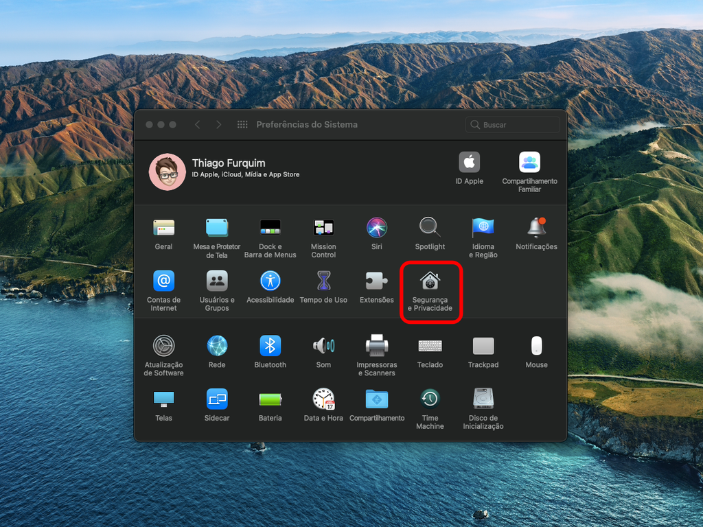Entre nos ajustes de segurança e privacidade do Mac - Captura de tela: Thiago Furquim (Canaltech)