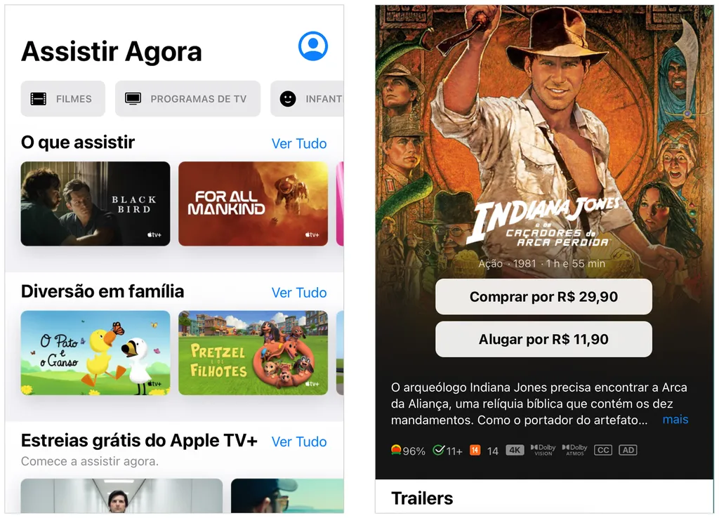 Use o serviço da Apple para alugar filmes (Captura de tela: André Magalhães)