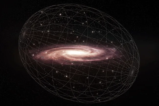 Representação do formato do halo da Via Láctea (Imagem: Reprodução/Melissa Weiss/Center for Astrophysics | Harvard & Smithsonian)