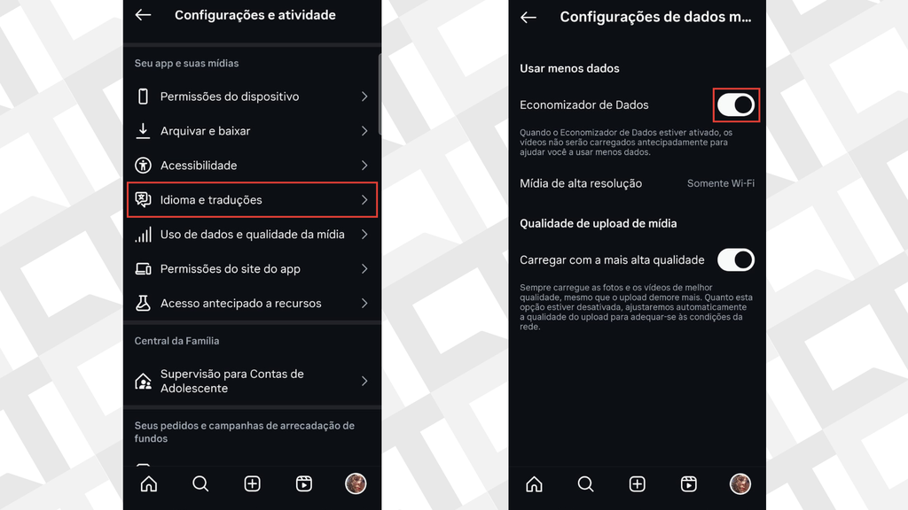 Passos para retirar autoplay do Instagram