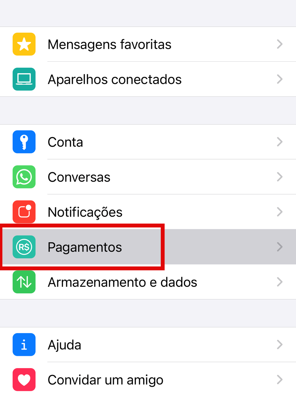 Acesse o WhatsApp e entre na parte de pagamentos do app (Imagem: Guadalupe Carniel/Captura de tela)