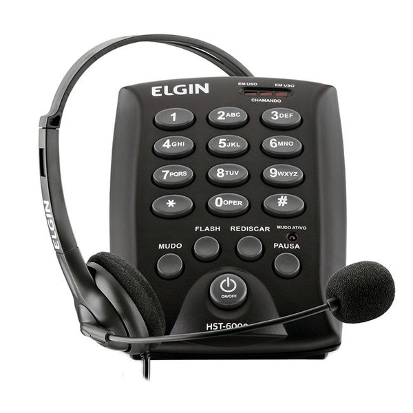 Telefone Elgin Headset com Base Discadora HST-6000 Preto [BOLETO]