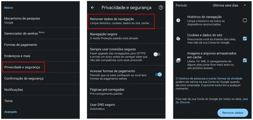 Limpe os dados de cache do iPhone (Imagem: Captura de tela/André Magalhães/Canaltech)