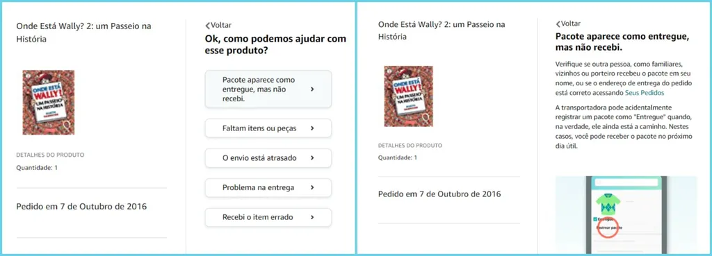 Ajuda com pedidos realizados no site da Amazon (Imagem: Captura de Tela/Guilherme Haas/Canaltech)
