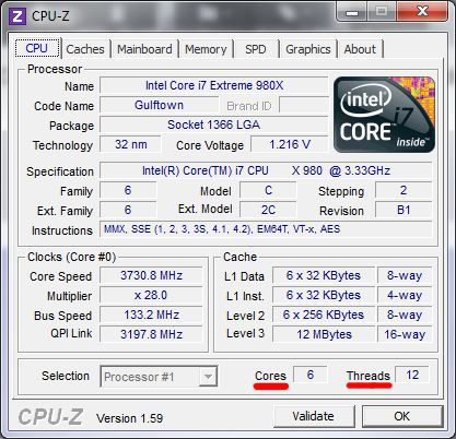 Tela principal do CPU-z