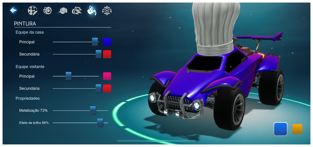 Existem várias opções de personalização para seu veículo em Rocket League Sideswipe (Captura de tela: Canaltech/Felipe Freitas)