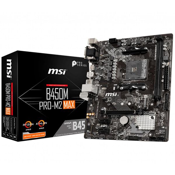 Placa-Mãe MSI B450M Pro-M2 Max p/ AMD AM4, m-ATX, DDR4 [CUPOM]