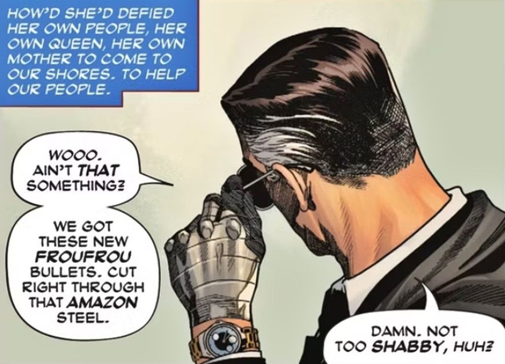 Só o nome que não ajuda muito, Sarge Steel chama o novo elemento de "projéteis froufrou" (Imagem: Reprodução/DC Comics)