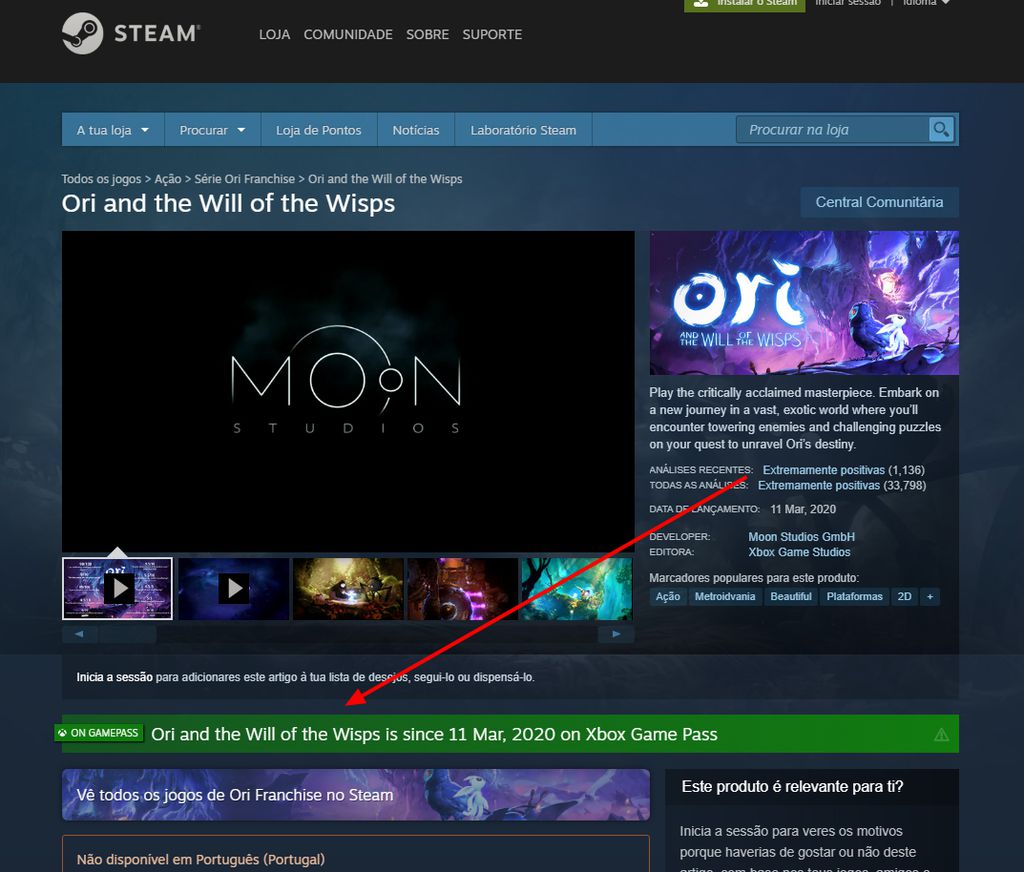 Extensão mostra se jogo do Steam está disponível no Game Pass